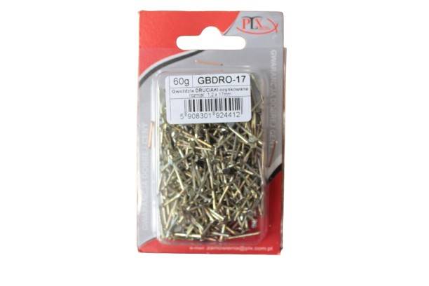 Gwoździe stolarskie druciaki ocynkowane duży łepek 1,2 x 17 mm 60 g PROLEX