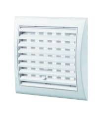 Kratka wentylacyjna 154 x 150 mm z siatką, żaluzją i kołnierzem FI 100 mm biała VENTIKA