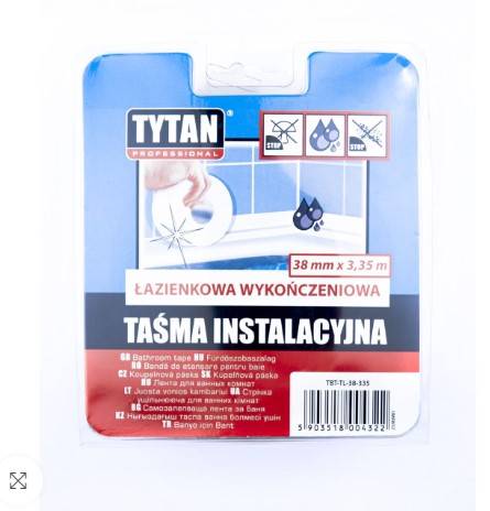 Taśma instalacyjna łazienkowa biała 38 mm x 3,35 m TYTAN