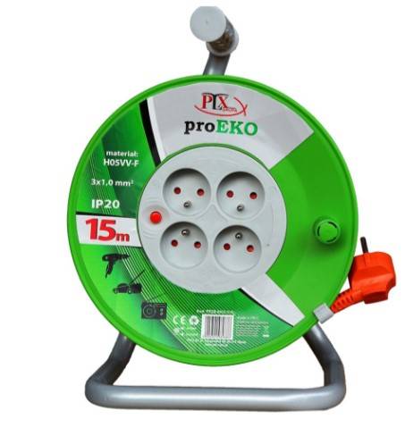 Przedłużacz bębnowy OWY 3 x 1,0 mm 15 m pomarańczowy IP20 PROLEX