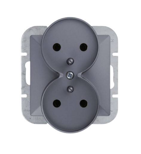 Mechanizm gniazda podwójnego do ramek z uziemieniem antracyt 3LEGP-2Z PROLEX