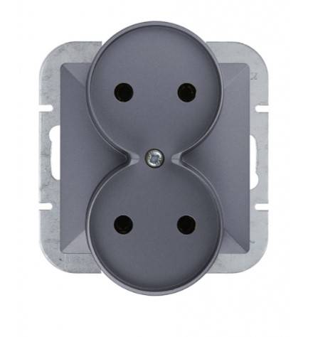 Mechanizm gniazda podwójnego do ramek bez uziemienia antracyt 3LEGPR-2 PROLEX