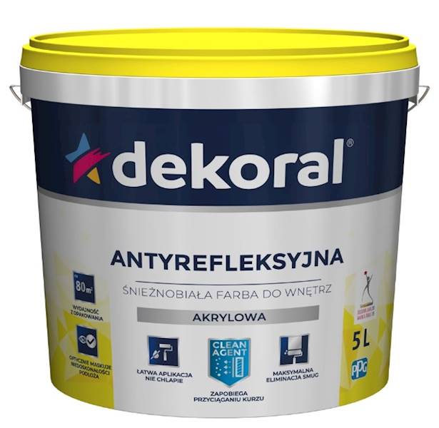 Farba akrylowa antyrefleksyjna śnieżnobiała 5 l DEKORAL