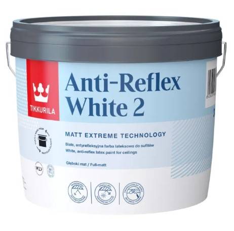 Farba lateksowa biała Anti-Reflex White 2 matowa baza A 10 l TIKKURILA