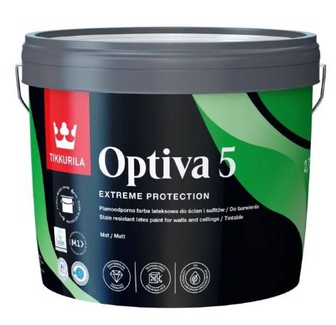 Farba lateksowa do ścian i sufitów biała Optiva Matt 5 matowa baza A 2,7 l TIKKURILA