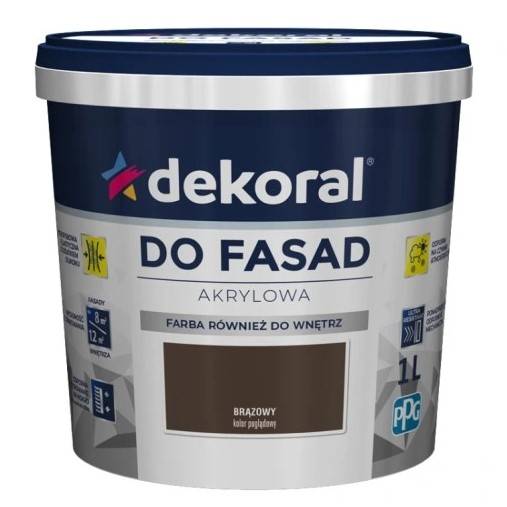 Farba akrylowa do fasad brąz matowy 1 l DEKORAL