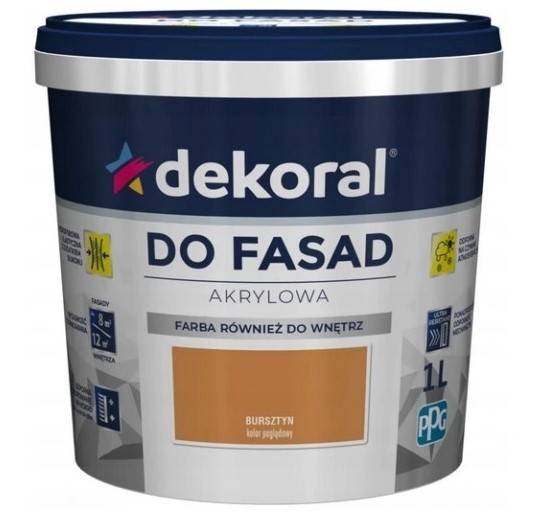 Farba akrylowa do fasad bursztyn matowy 1 l DEKORAL