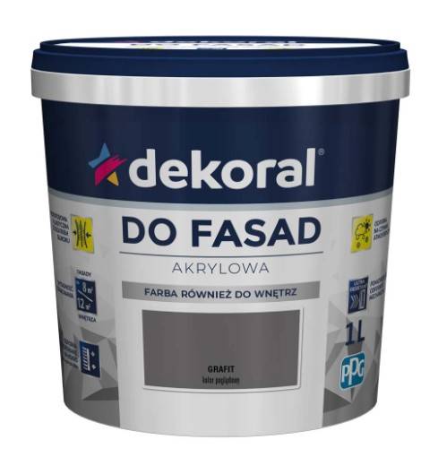Farba akrylowa do fasad grafit matowa 1 l DEKORAL