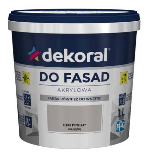 Farba akrylowa do fasad lekko popielaty matowa 1 l DEKORAL