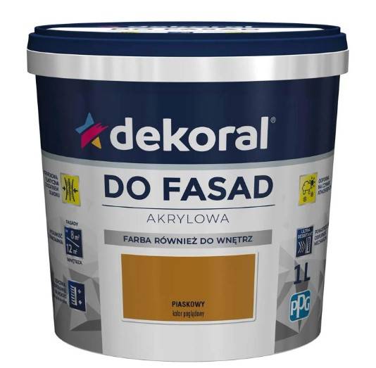 Farba akrylowa do fasad piaskowy matowa 1 l DEKORAL