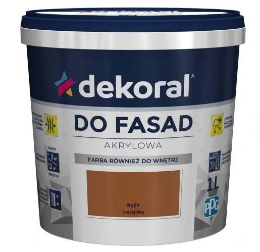 Farba akrylowa do fasad rudy matowa 1 l DEKORAL
