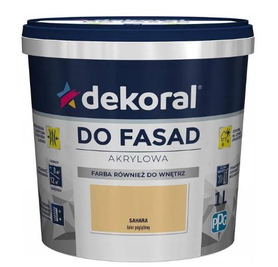Farba akrylowa do fasad sahara matowa 1 l DEKORAL