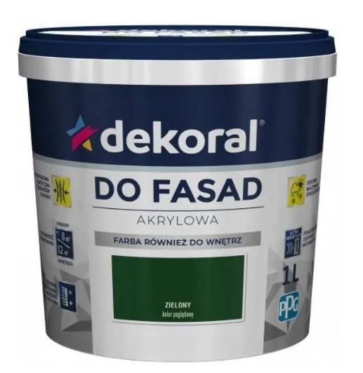 Farba akrylowa do fasad zielony matowa 1 l DEKORAL