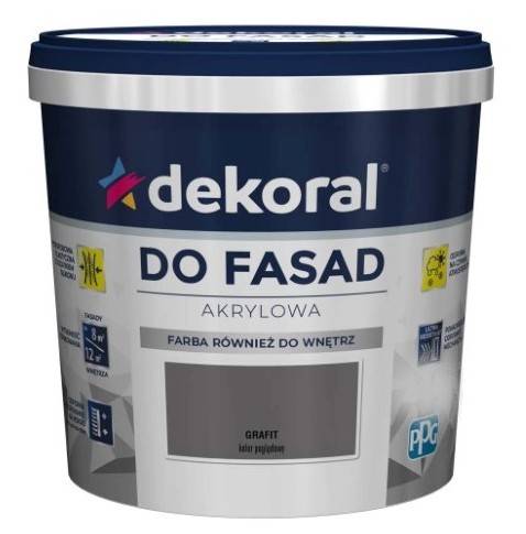 Farba akrylowa do fasad grafit matowa 5 l DEKORAL