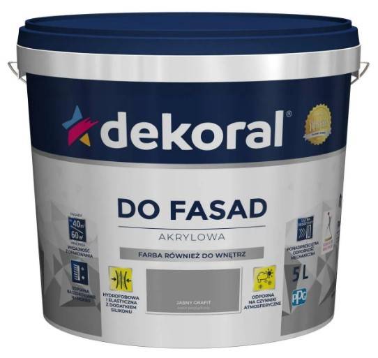 Farba akrylowa do fasad jasny grafit matowa 5 l DEKORAL