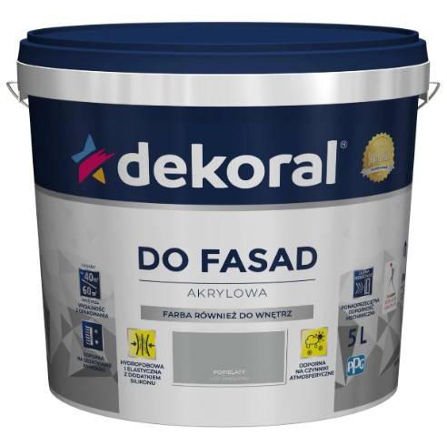 Farba akrylowa do fasad popielaty matowa 5 l DEKORAL