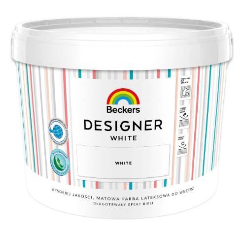 Farba lateksowa do ścian i sufitów Designer White 10 l BECKERS