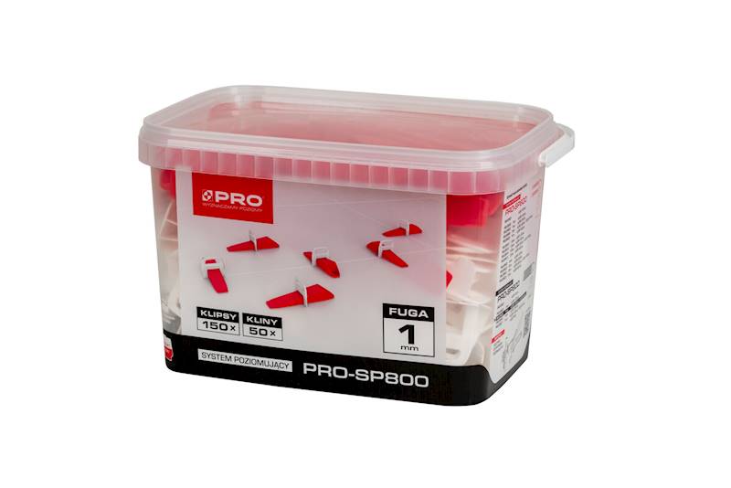 System poziomowania SP800 1 mm zestaw klipsy 100 szt. kliny 50 szt. szczypce wiadro 5 L PRO