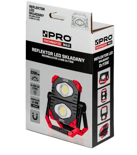 Reflektor mały lampa LED składany 2 x 15 W akumulator LI-ION 2200LM PRO-LD403
