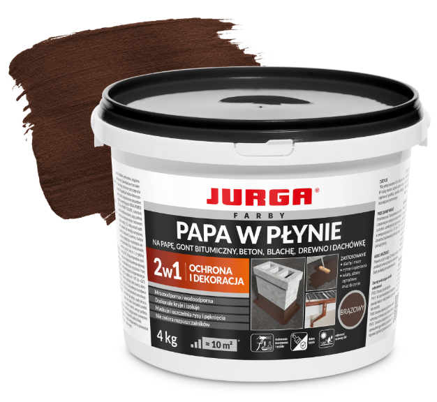 Papa w płynie farba na dach dekoracyjna Brązowa 4kg JURGA