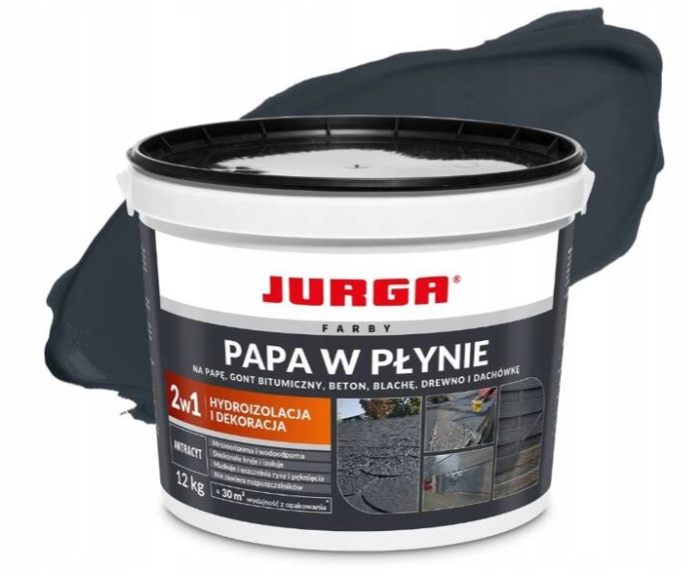 Papa w płynie farba na dach dekoracyjna Antracytowa 4kg JURGA