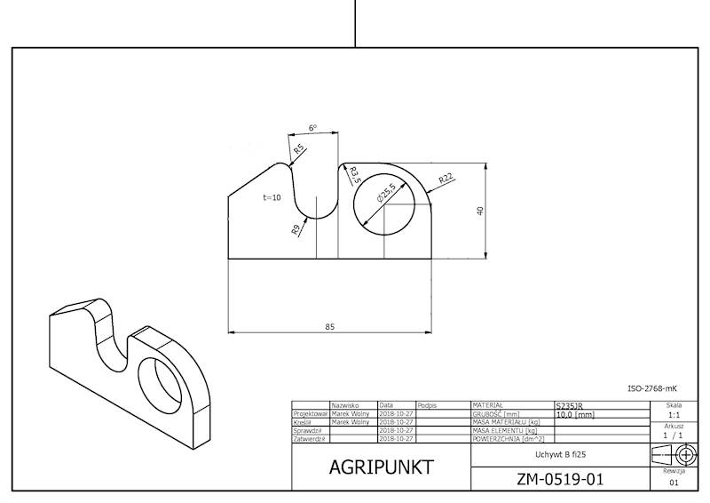 SUPORT ZAWIASU Typ RAS O25  .StaL 355