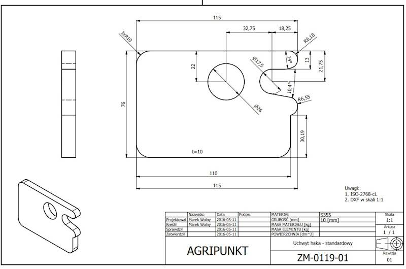 ZATRZASK 2 PŁYTKA ZAWIASU DOLNEGO OTW.(ZM 0119-01)