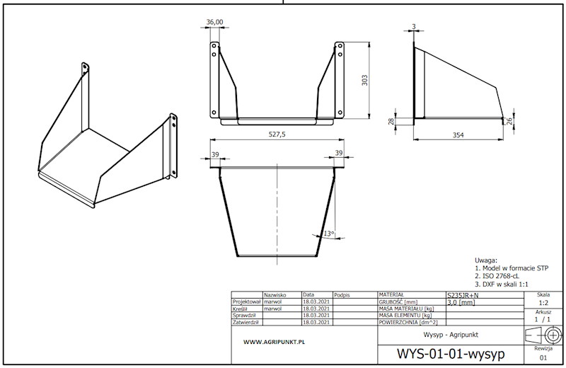 WYSYP GIĘTY SUROWY 440MM