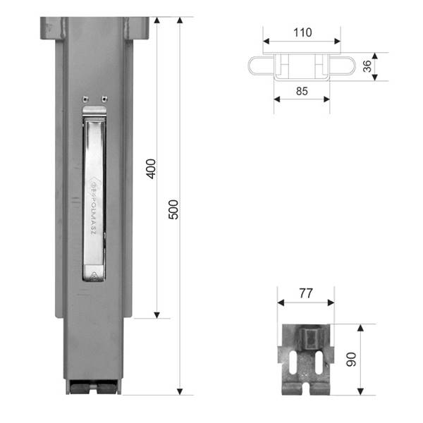 SŁUPEK ŚRODKOWY WYPINANY STAL H400 BP