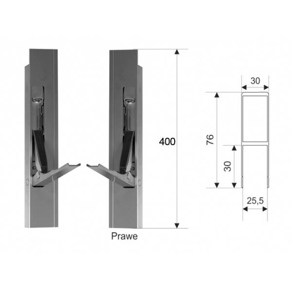 ZAMKNIĘCIE WZMOC  LEWE  B/N H400 25MM PION. BOLEC 