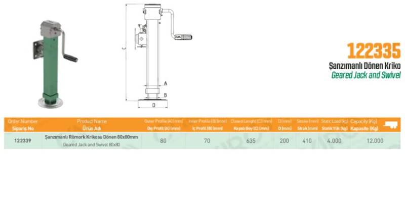 STOPA PODPOROWA 80x80  4/12Ton z mocow. obrotowym