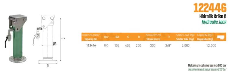 STOPA HYDRAULICZNA OBROTOWA  D=105 , 12T (160Bar)