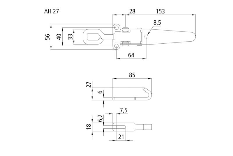 ZAMKNIĘCIE BURTOWE TYP 6450 Z ZACZEPEM OCYNK z regulacją 