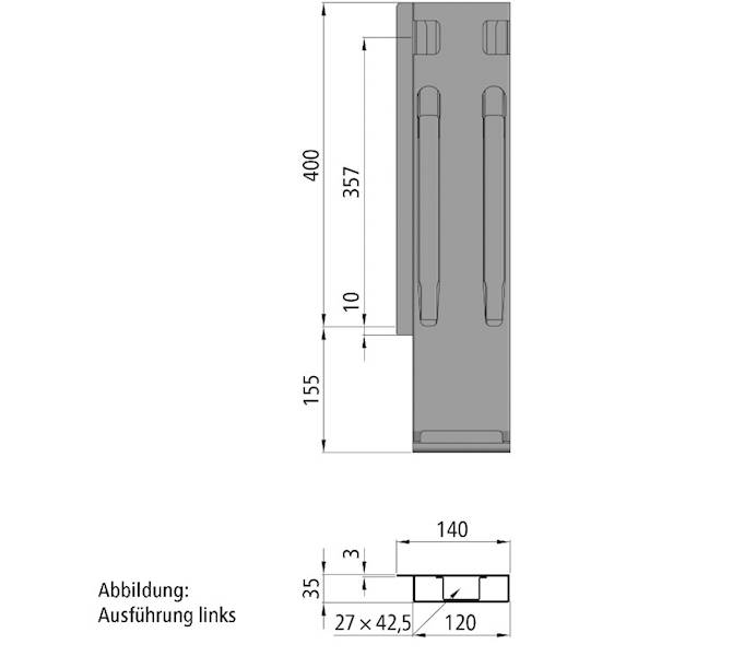SLUPEK K20 PRZÓD LEWY DO BURTY H500