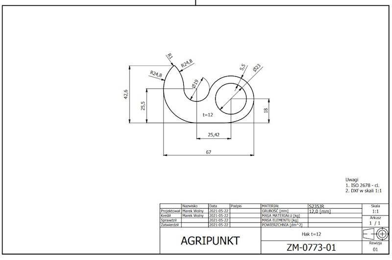 HAK ZAWIASU DOLNY WYSYP DO 3369 10MM (ZM-0773-01)
