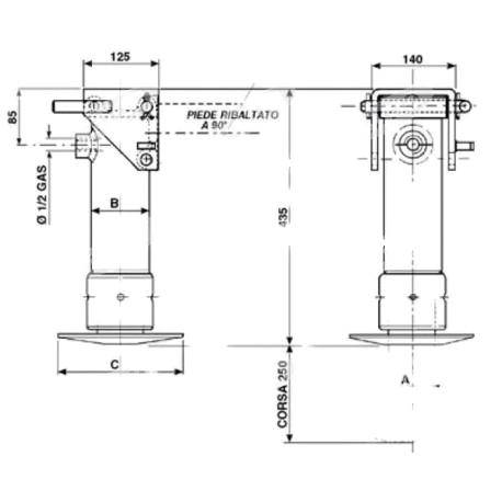 STOPA HYDRAULICZNA 1-STR działania ze sprężyną powrotną 5670/8500 kg
