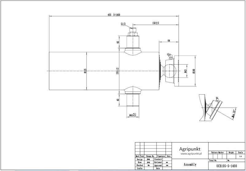 SIŁOWNIK WYWROTU LZM 16/8Ton , 5 SEKCJI ,SKOK 1400