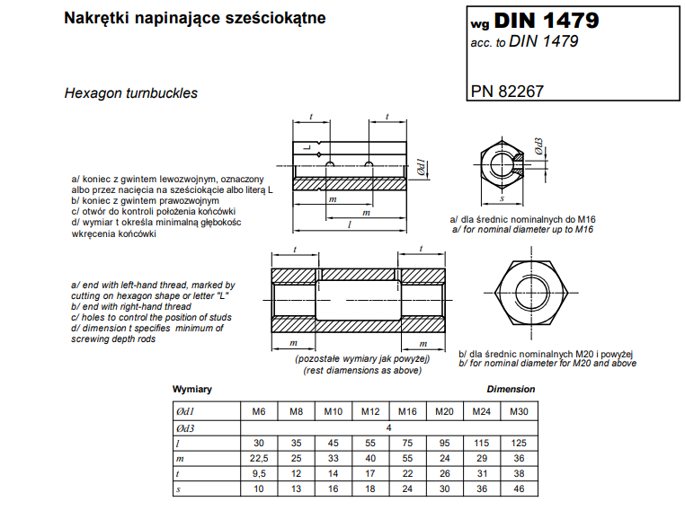 NAKRĘTKA  RZYMSKA 6-kt L=55 DIN1479