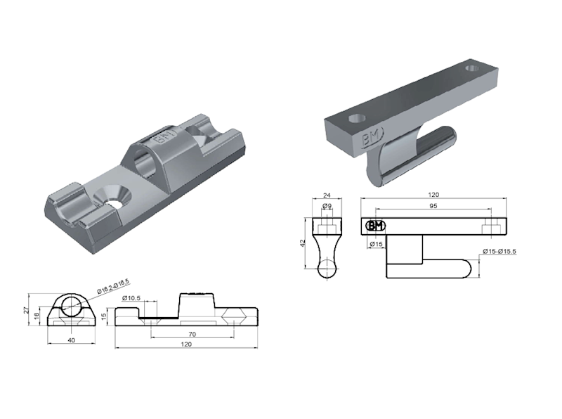 ZAWIAS BURTOWY L-120mm KPL stal ocynk. C014310
