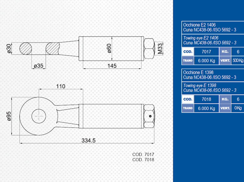 UCHO OBROTOWE d=35 , 6Ton  HOMOLOGACJA 
