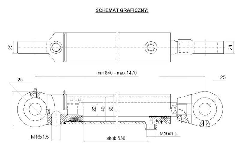 CYLINDER HYDRAULICZNY DWUSTRONNEGO DZIAŁANIA