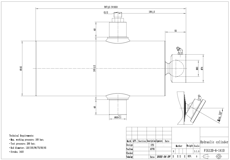 SIŁOWNIK WYWROTU 10-12 Ton ,skok 1410  , 6-sekcji