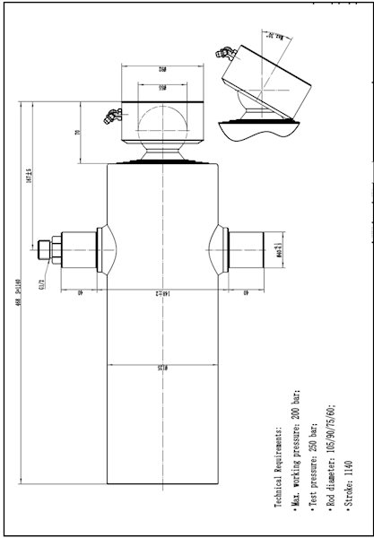 SIŁOWNIK UCB 105-4-1140 , 9Ton , skok 1140 .