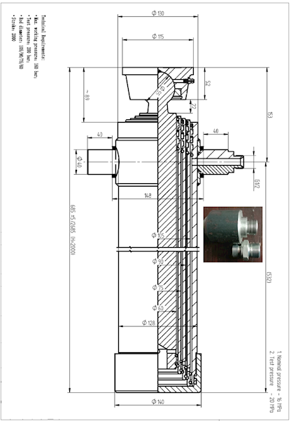 SIŁOWNIK  HYDRAULICZNY 4-SEKCJR , SKOK 2000  15/8TON