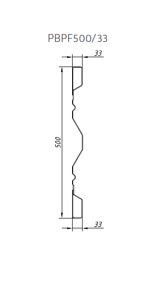 PROFIL BURTOWY H500 BEZ NOSKA PPBF500/33 L4200 1,5 mm