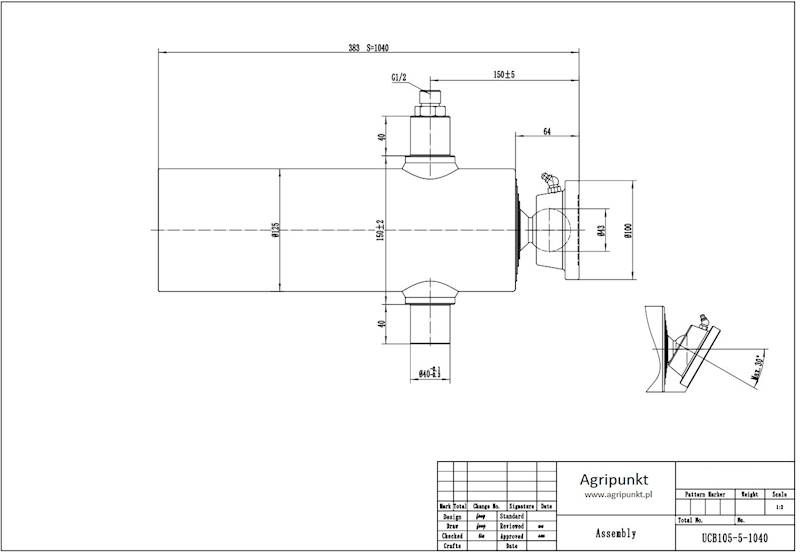 SIŁOWNIK  WYWROTU LZM 16/8Ton , 5 SEKCJE ,SKOK 1040