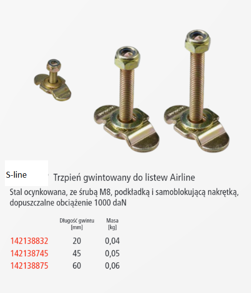 Mocowanie  do listwy Airline