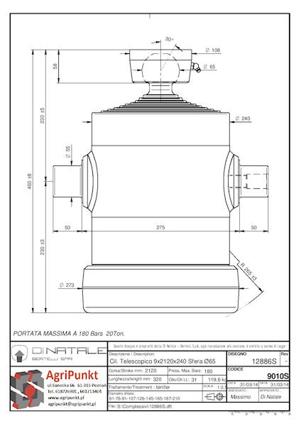 SIŁOWNIK WYWROTKI  S=9  C= 2120 L=460 20 Ton