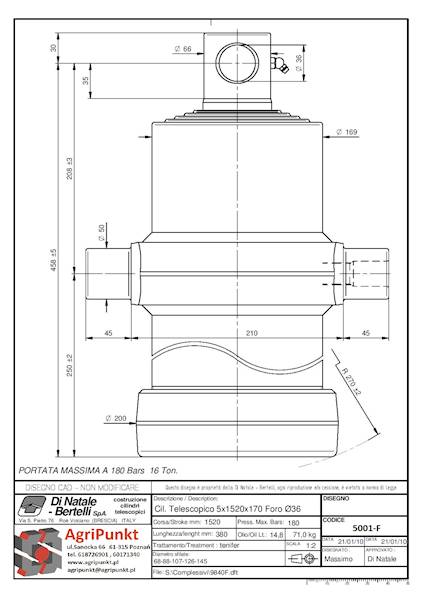 SIŁOWNIK DO WYWROTKI  16Ton , S=5  C=1520  L=458