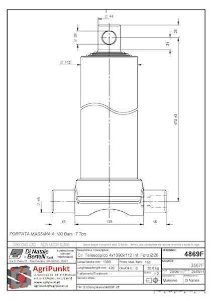 SIŁOWNIK DOLNE MOC. S=4 C=1390 L=470 , 7 Ton